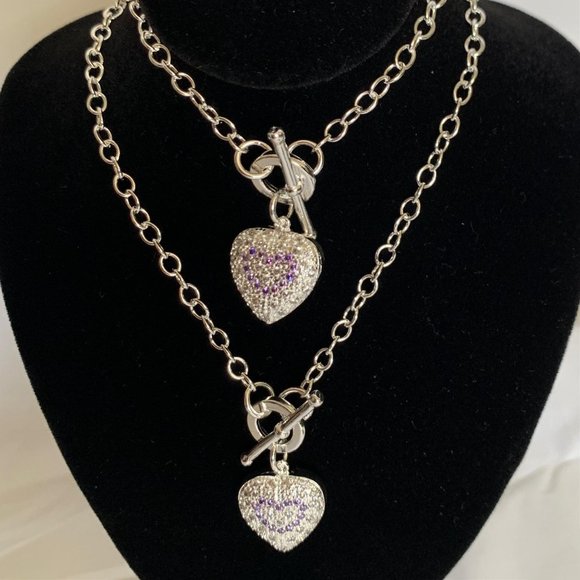 Silver Heart Necklace and Bracelet Set - Picture 3 of 11